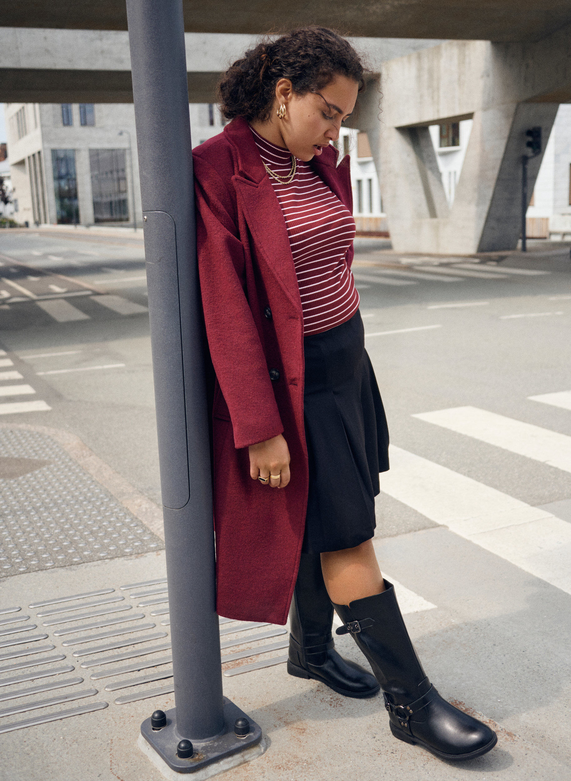 ZizzifashionShort pleated skirt with elasticated waist, Black, Image image number 0