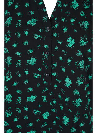 Printed blouse with short sleeves, Green Flower AOP, Packshot image number 2