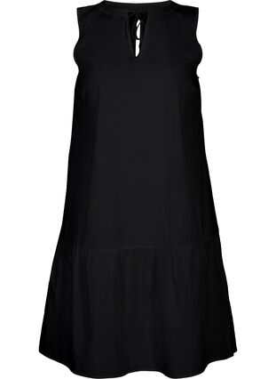 Short cotton dress with an A-line shape, Black, Packshot image number 0