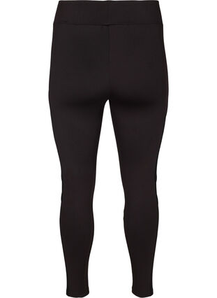 Cropped sports tights with mesh, Black, Packshot image number 1
