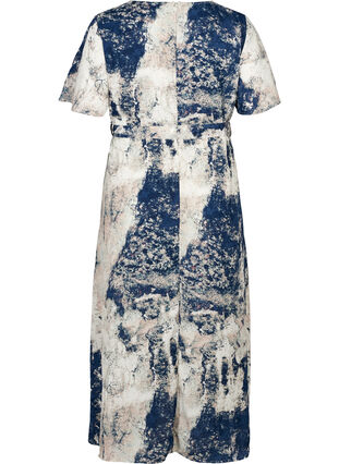 Short-sleeved midi dress with print, Twilight Blue AOP, Packshot image number 1