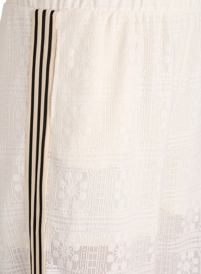 Wide-leg lace trousers with contrast stripes, White, Packshot image number 2
