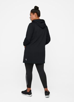 Long hooded sweatshirt, Black, Model image number 1