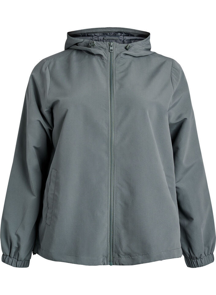Lightweight jacket with a hood and zipper, Green, Packshot image number 0