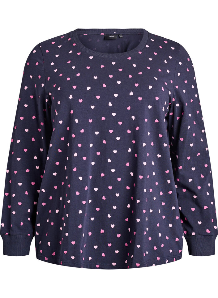 Printed night top, Blue, Packshot image number 0