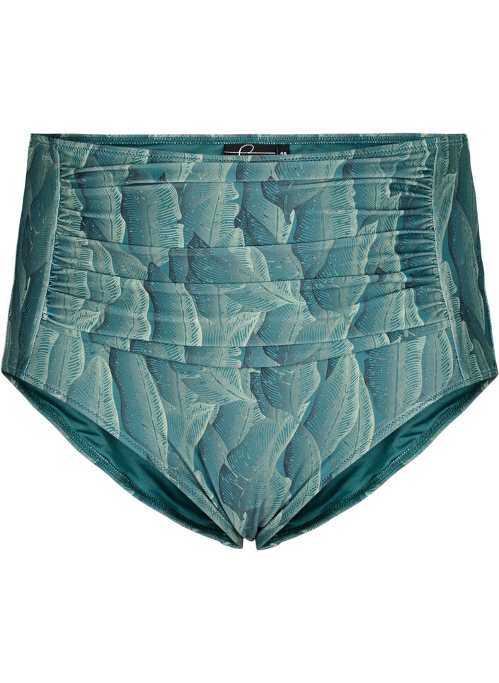 High-waisted bikini bottoms with print, Green, Packshot image number 0