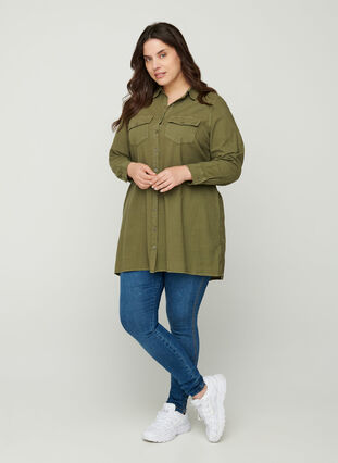 Tunic in cotton, Ivy green, Model image number 3