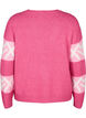 Striped knit sweater with graphic pattern, Raspberry Rose Comb, Packshot image number 1