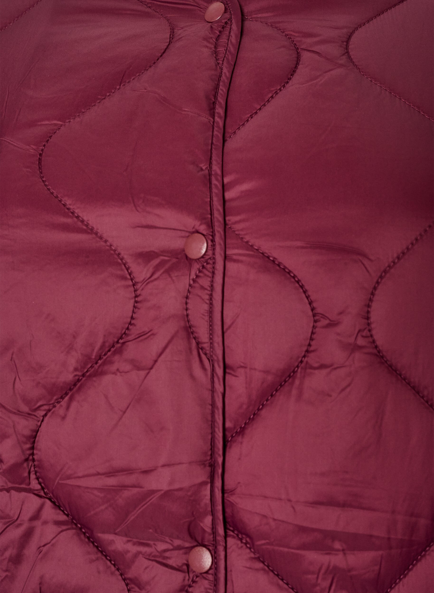ZizzifashionQuilted jacket with press studs and round neck, Dark Bordeaux, Packshot image number 2