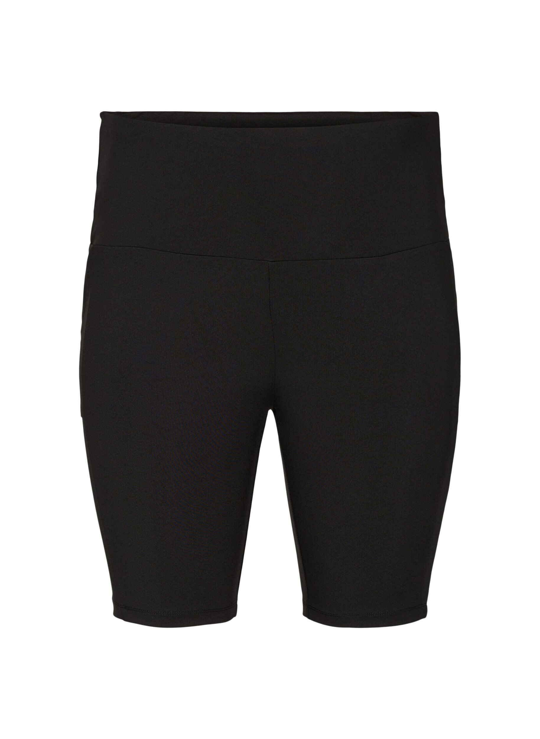 Zizzifashion Tight-fitting high-waist shorts with pockets, Black, Packshot image number 0