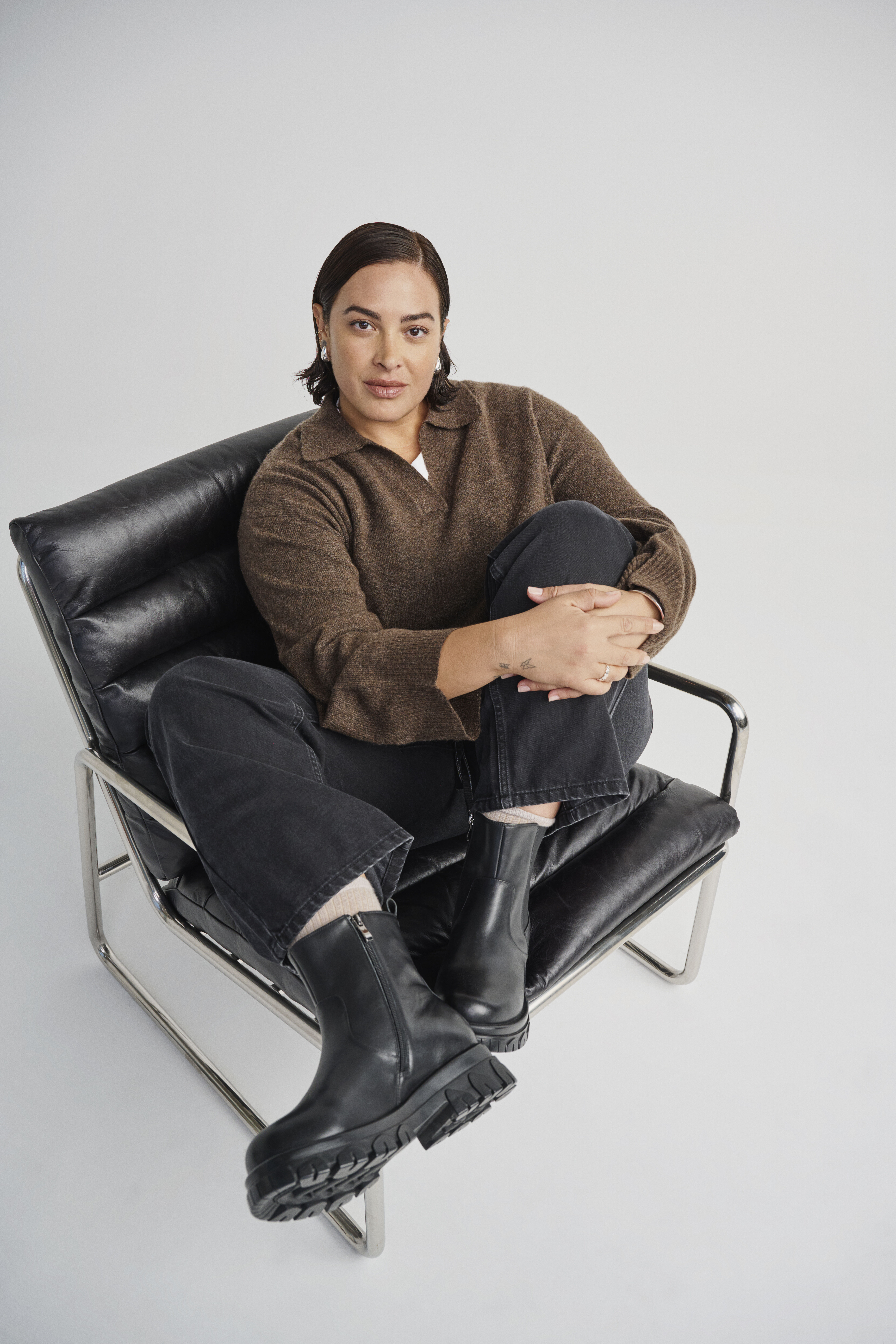 Zizzifashion Leather boot with zip, , Model