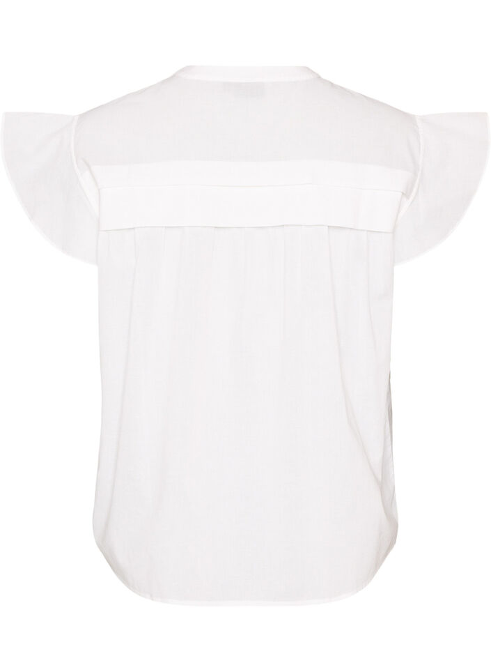 Sleeveless A-line cotton shirt blouse, White, Packshot image number 1