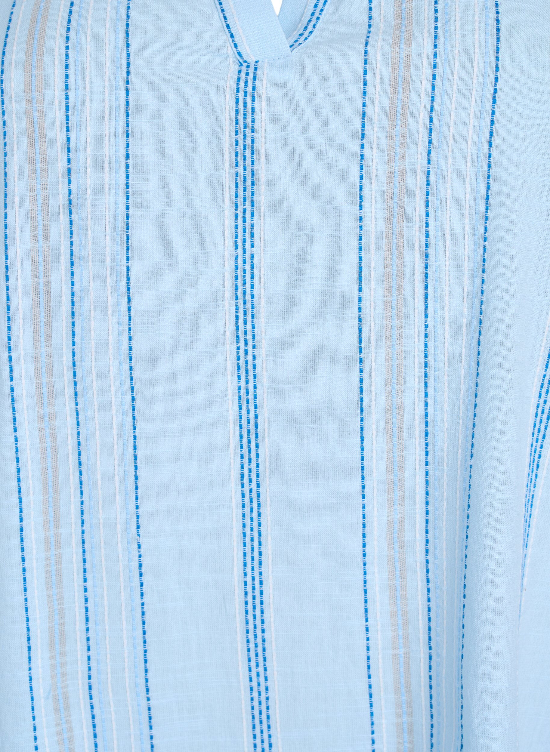 Zizzifashion Short cotton dress with striped pattern, Light Blue, Packshot image number 2