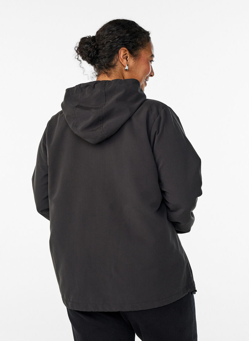 Lightweight jacket with a hood and zipper, Black, Model image number 2
