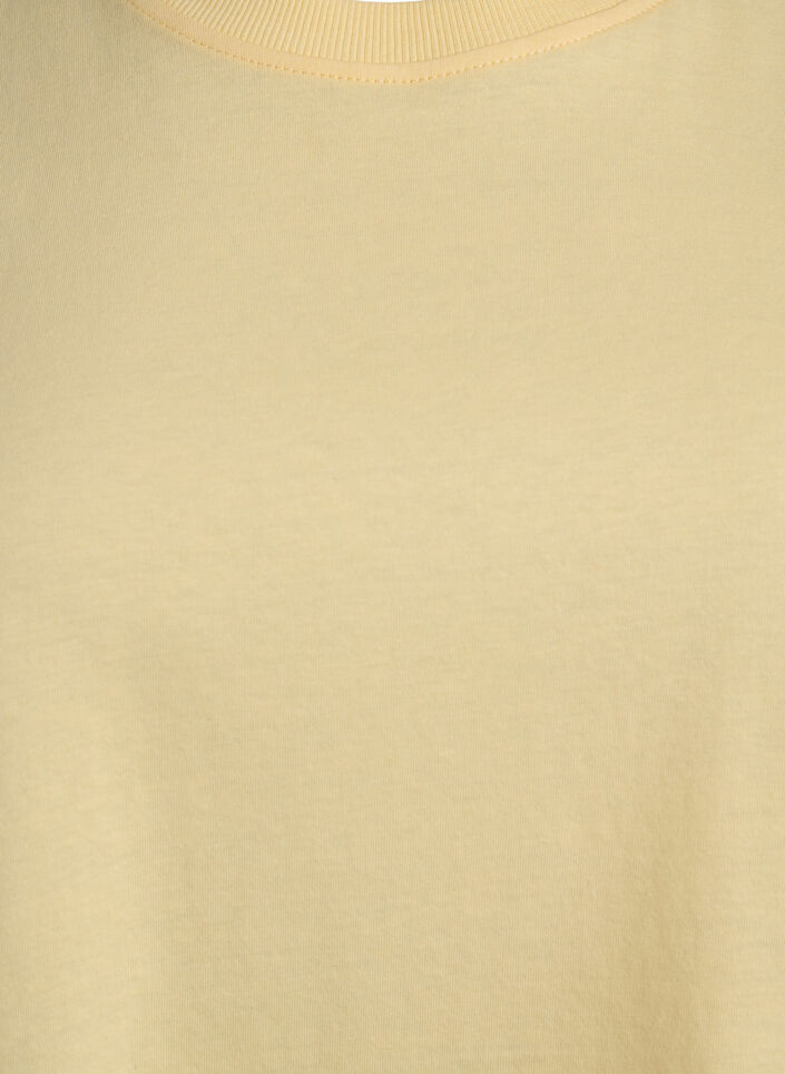 Basic cotton T-shirt with round neck, Yellow, Packshot image number 2