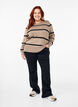 Knitted viscose blouse with stripes, Grey, Model image number 1