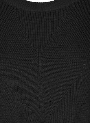 Plain knitted blouse with rib, Black, Packshot image number 2