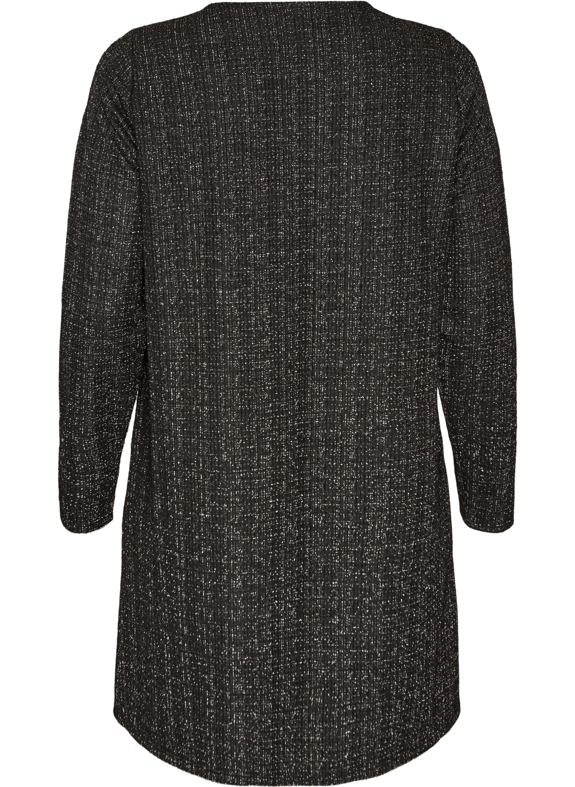 ZizzifashionShort dress with a boucl&eacute; texture and glitter threads, Black, Packshot image number 1