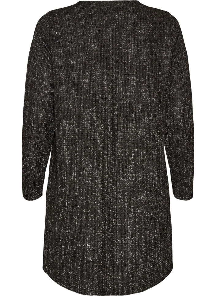 Short dress with a boucl&eacute; texture and glitter threads, Black, Packshot image number 1