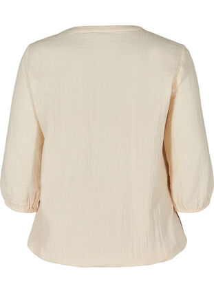 Cotton blouse with buttons and 3/4 sleeves, Mother Of Pearl, Packshot image number 1