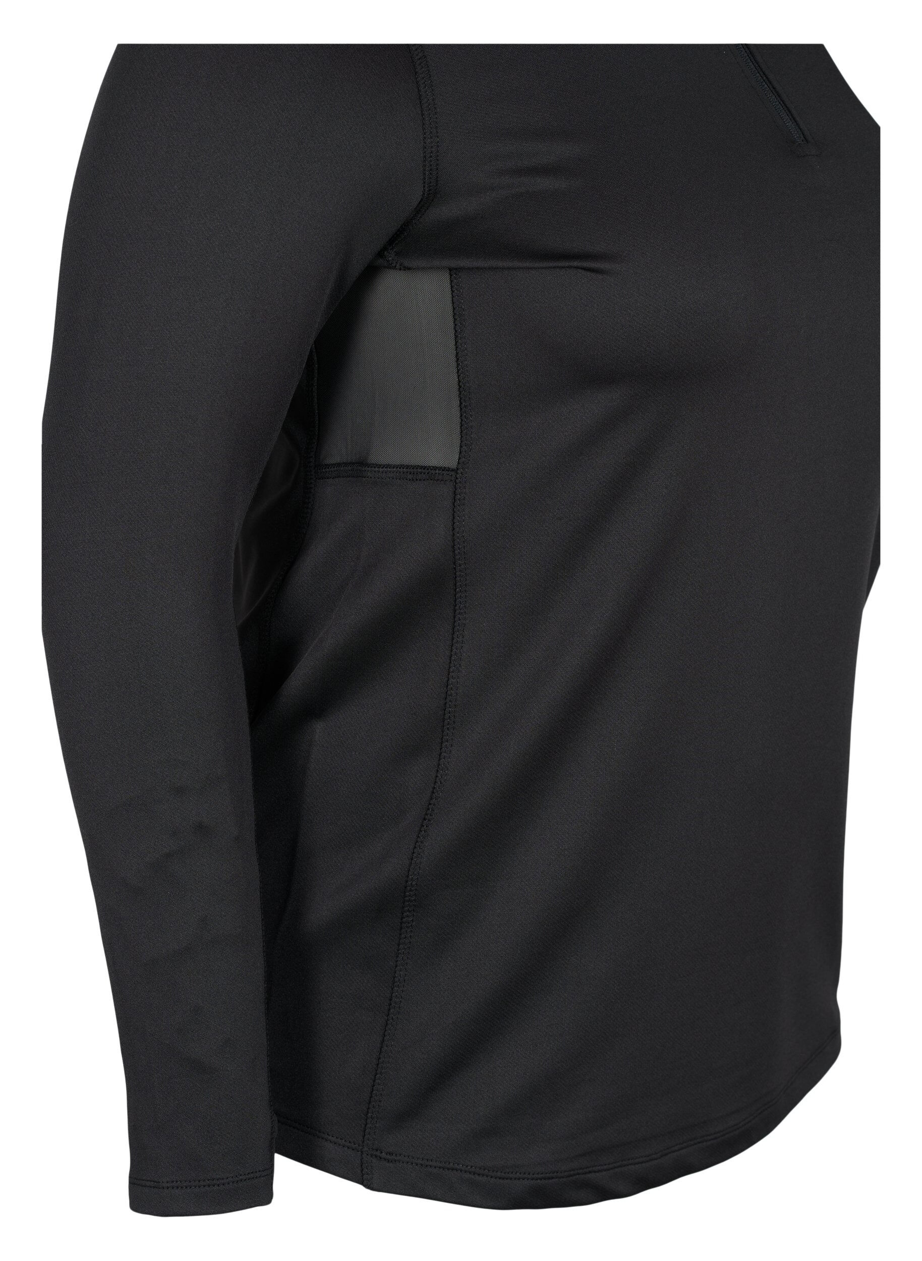Zizzifashion High neck exercise top with zip, Black, Packshot image number 2