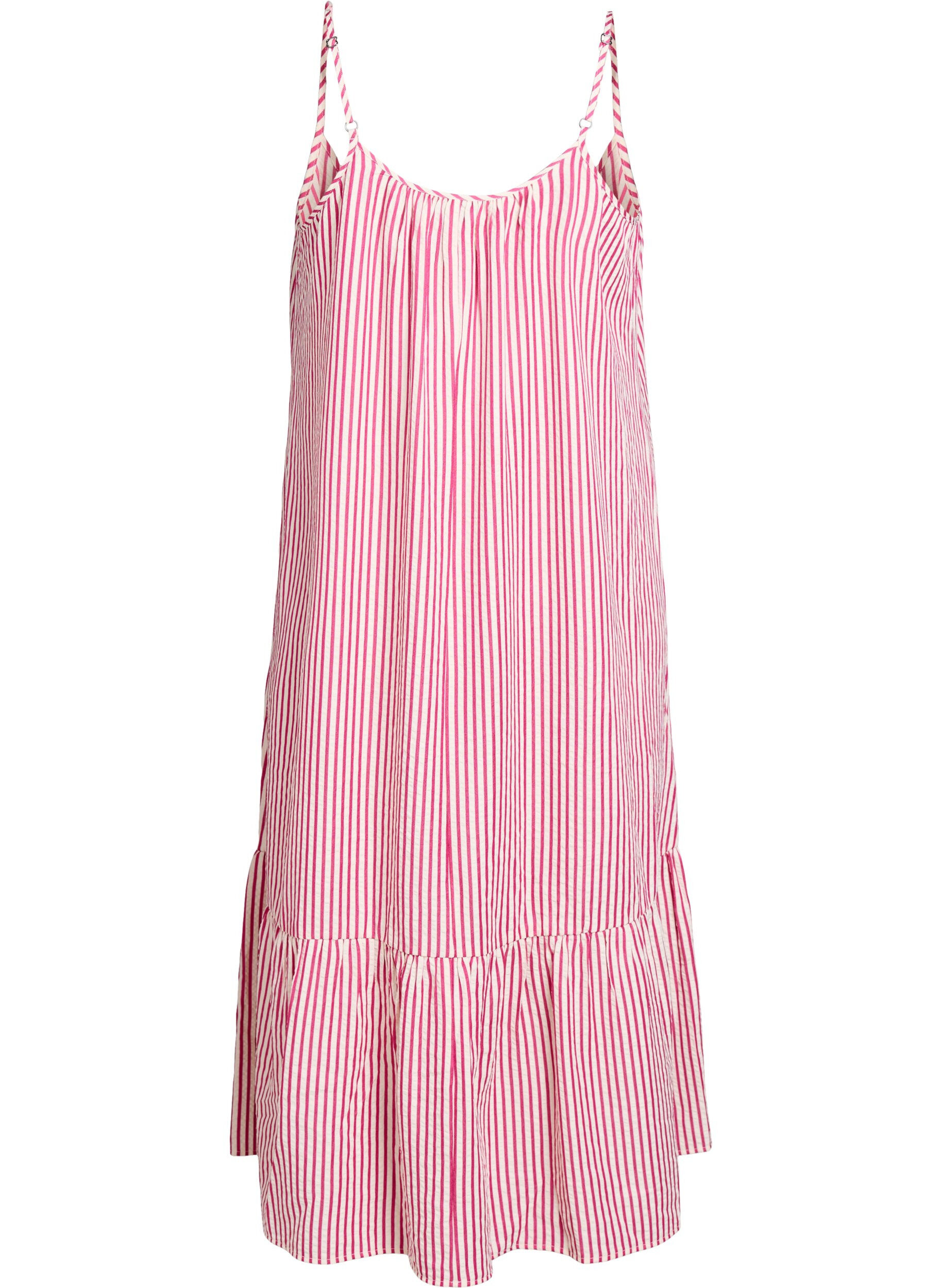 Zizzifashion Summer dress with stripes and A-line shape, Pink, Packshot image number 1