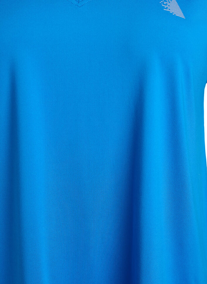 Loose training t-shirt with v-neck, Blue, Packshot image number 2