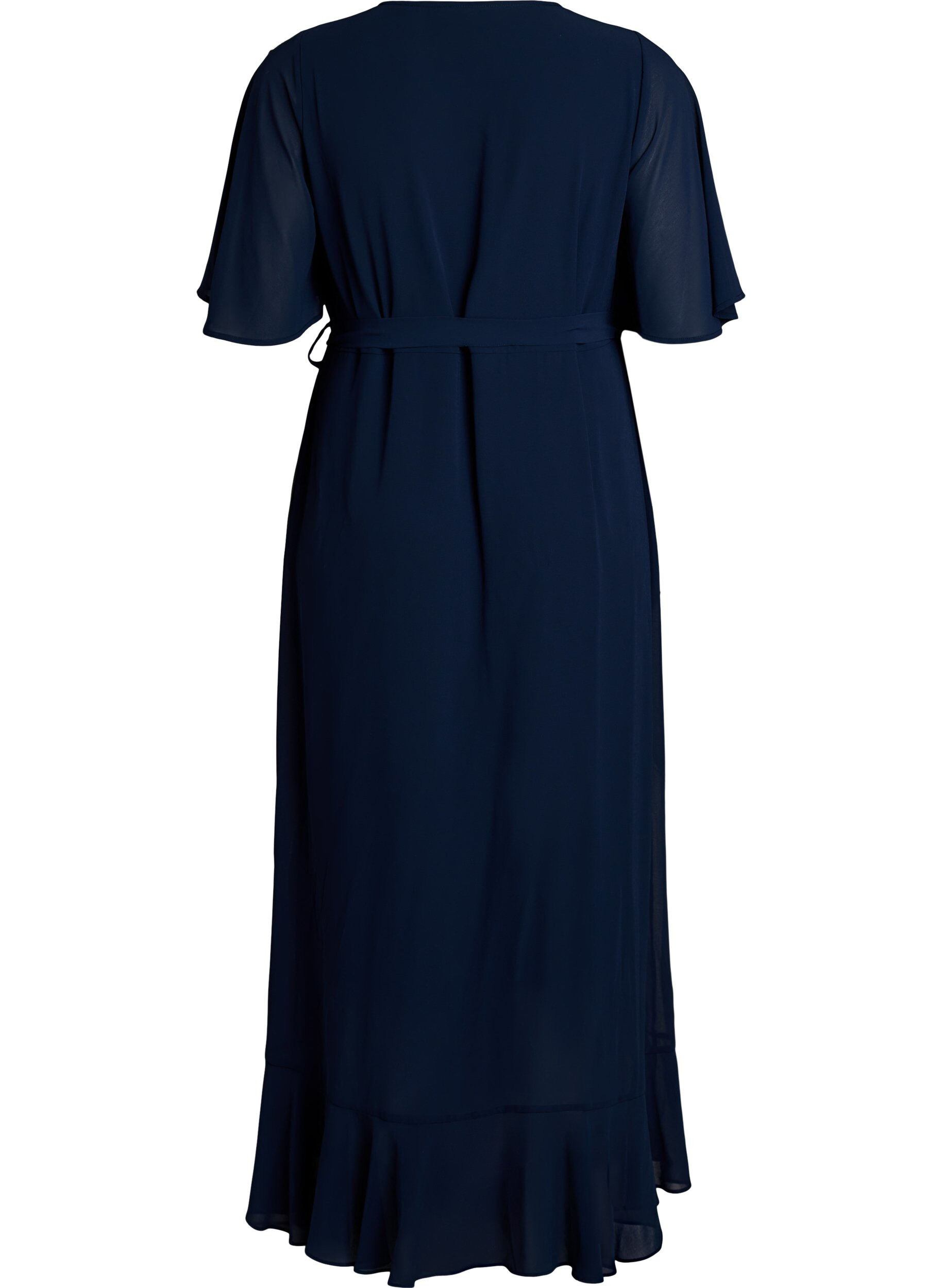 ZizzifashionChiffon maxi dress with a V-neck and ruffle hem, Blue, Packshot image number 1