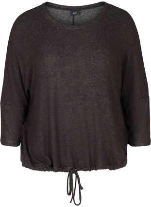 Marled blouse with an adjustable hem, Dark Grey Melange, Packshot image number 0