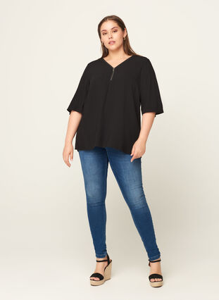 Viscose blouse, Black, Model image number 2