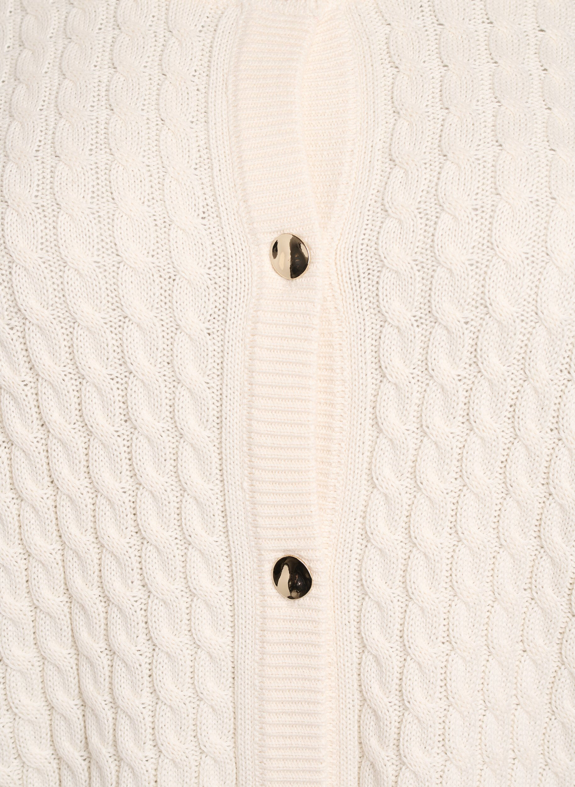 Zizzifashion Cable knit cardigan with golden buttons, Vanilla, Packshot image number 2