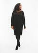 Viscose knit dress with glitter and slits, Black w. DTM Lurex, Model image number 3