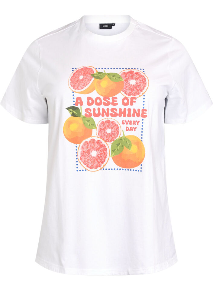 Organic cotton T-shirt with citrus motif, White, Packshot image number 0
