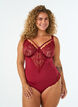 Underwired lace body with strap detail, Red, Model image number 0