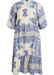 Patterned midi dress in viscose with tie belt, Blue, Packshot image number 0