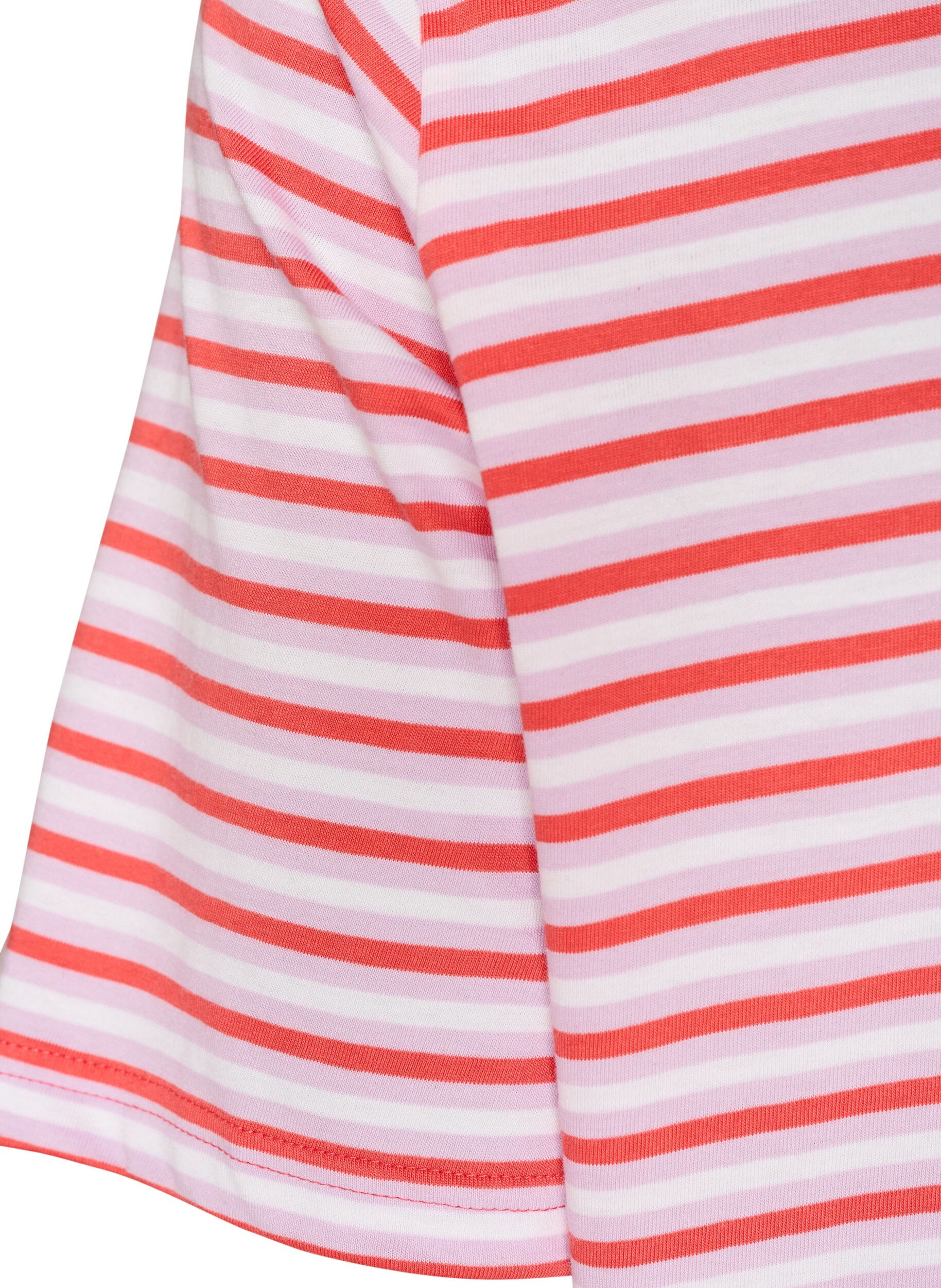 Zizzifashion Long oversized striped T-shirt in organic cotton, Purple, Packshot image number 4