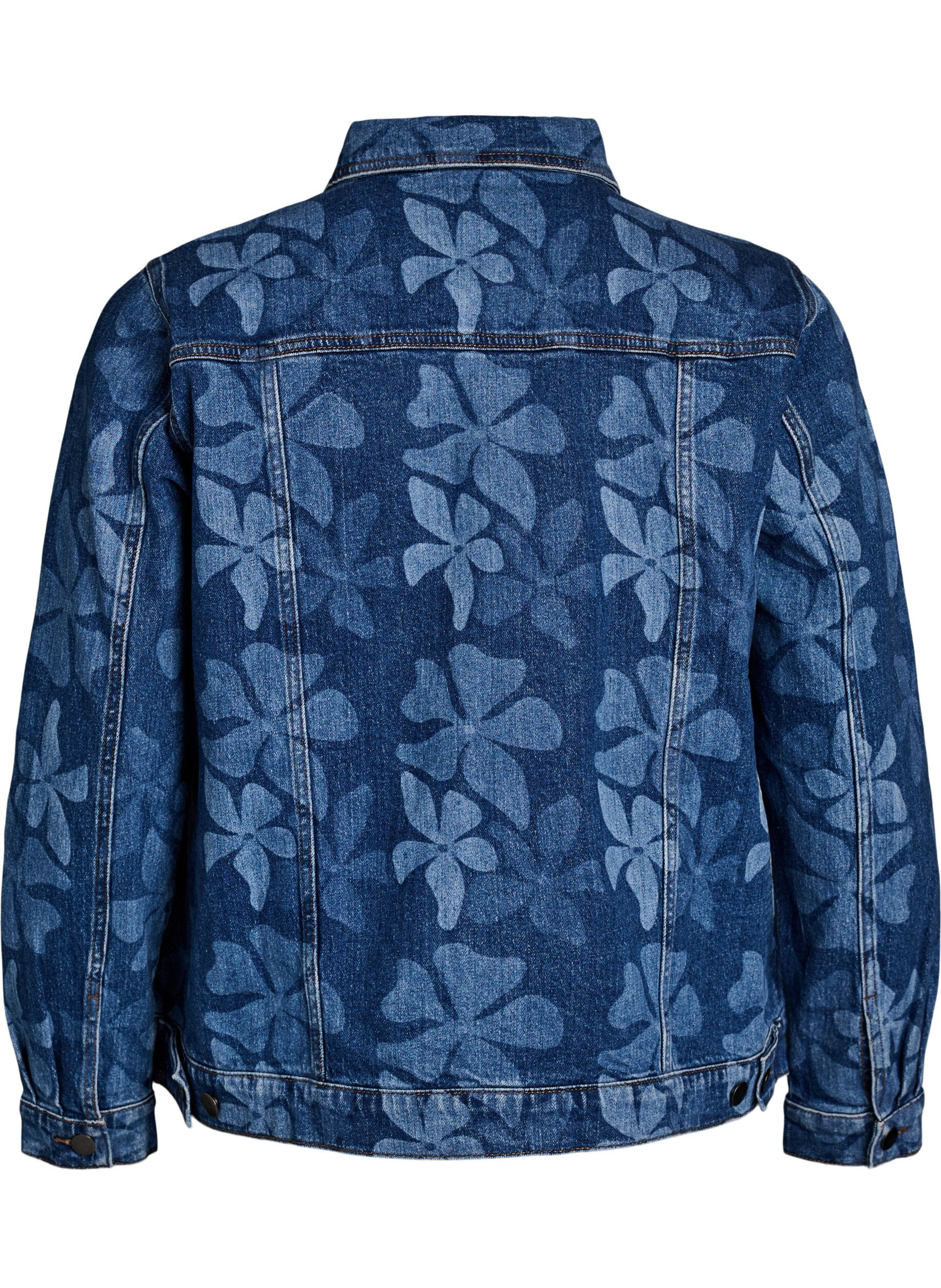 Zizzifashion Denim jacket with floral pattern, Blue, Packshot image number 1