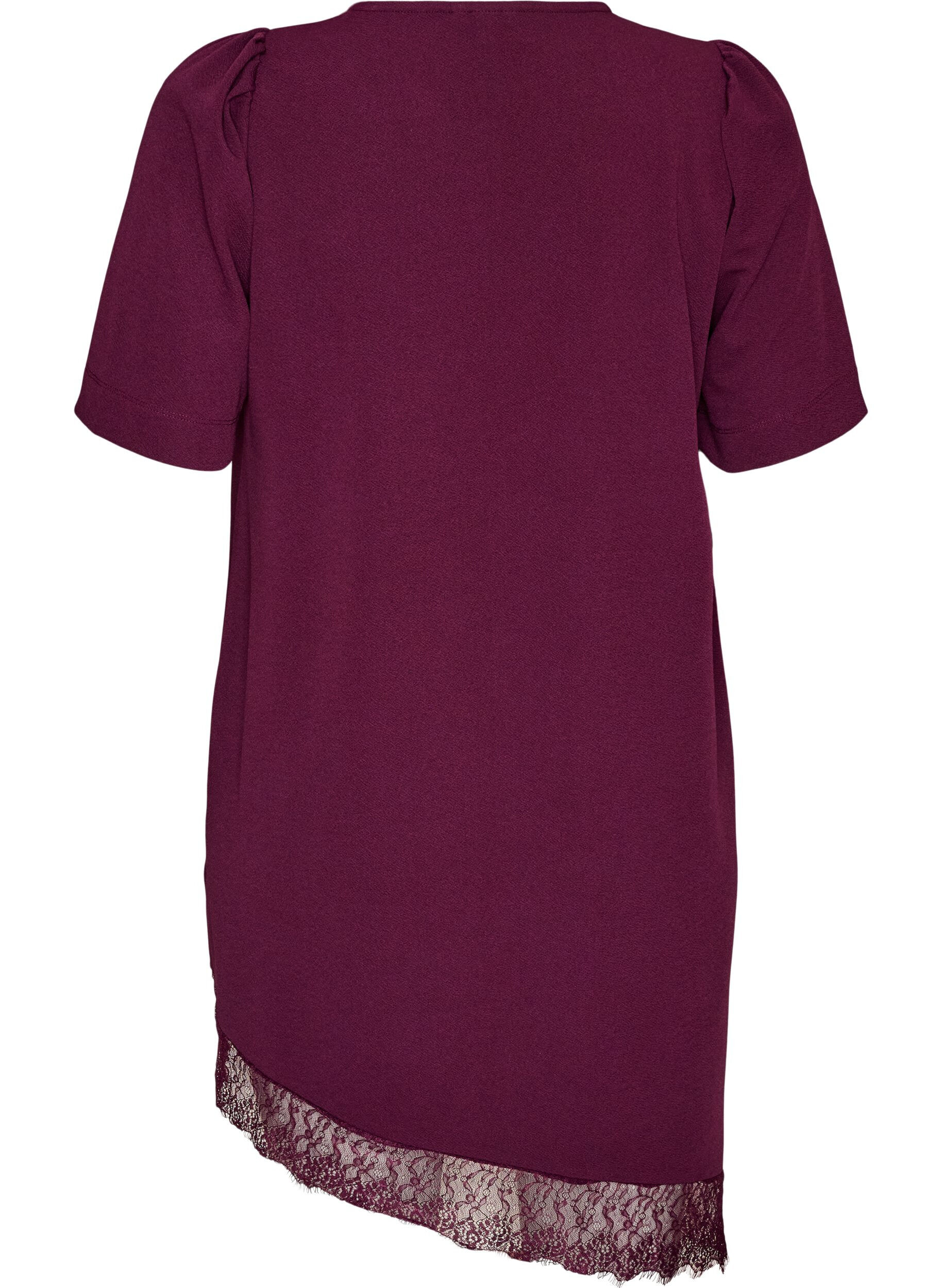 ZizzifashionTunic with asymmetric lace trim, Purple, Packshot image number 1
