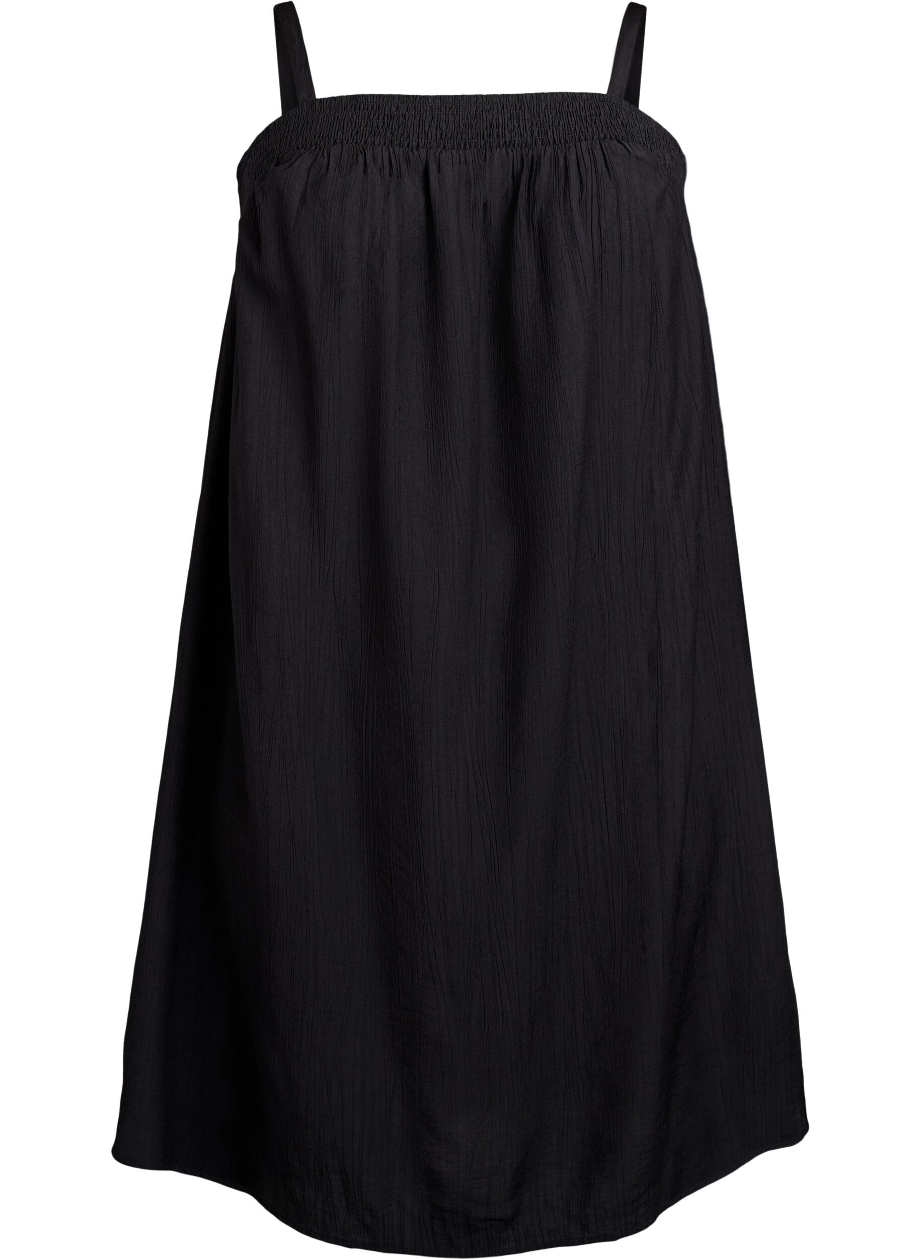 Zizzifashion Short viscose dress with spaghetti straps, Black, Packshot image number 0