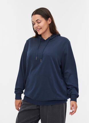 Sweatshirt with hood and pockets, Black Iris, Model image number 0