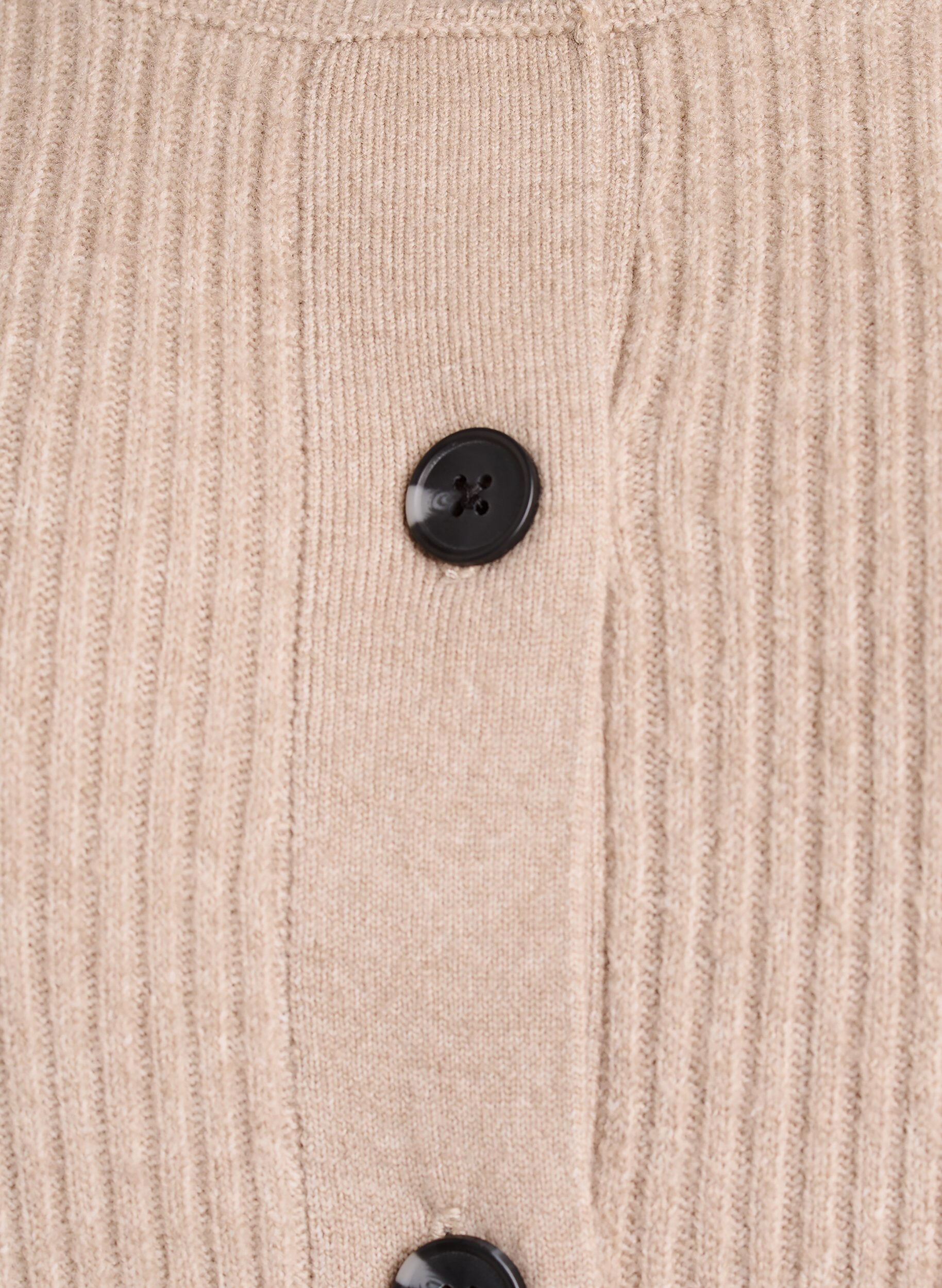 Zizzifashion Ribbed cardigan with buttons, Beige, Packshot image number 2