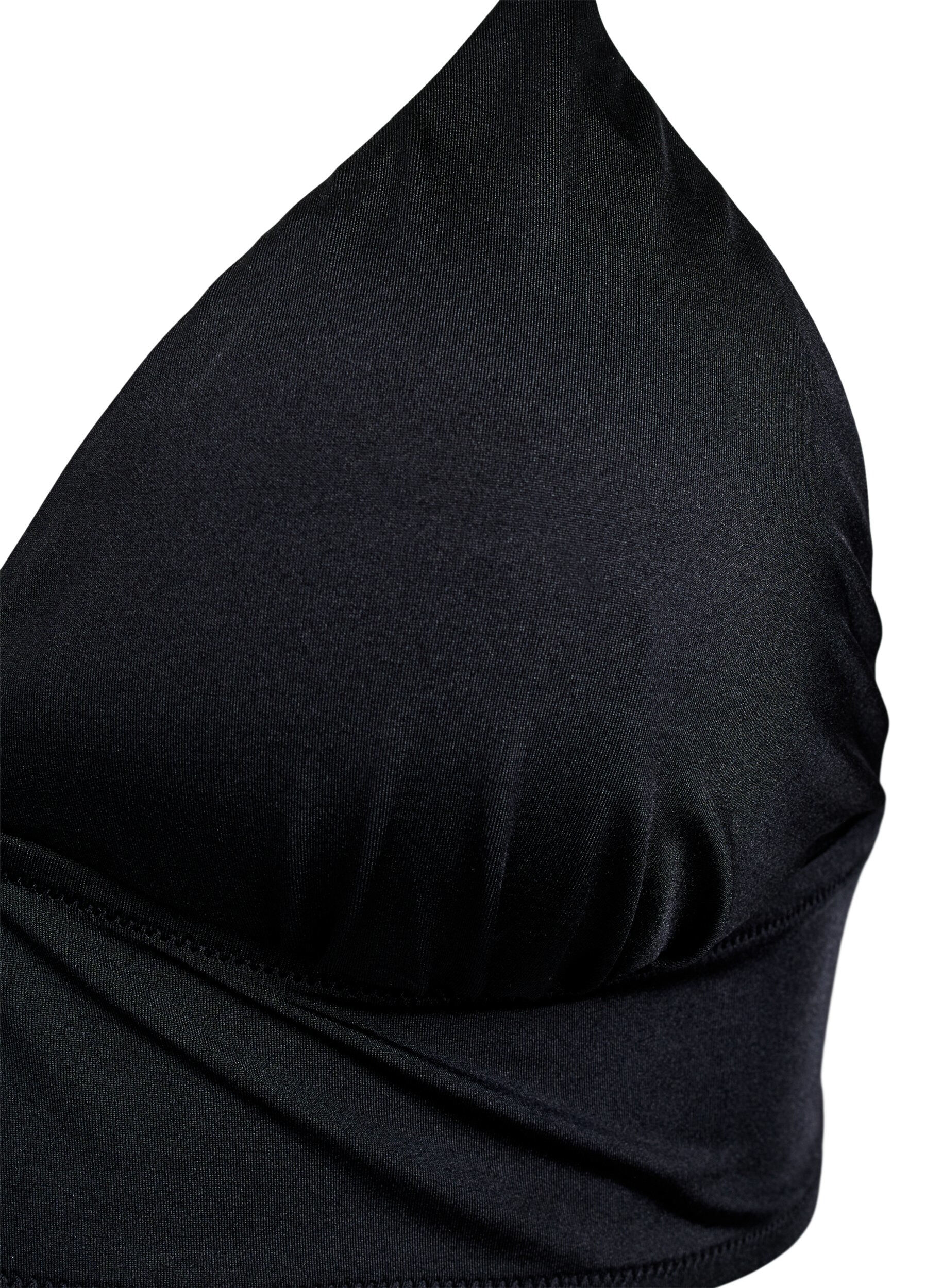 Zizzifashion Bikini top with removable pads and back tie, Black, Packshot image number 2