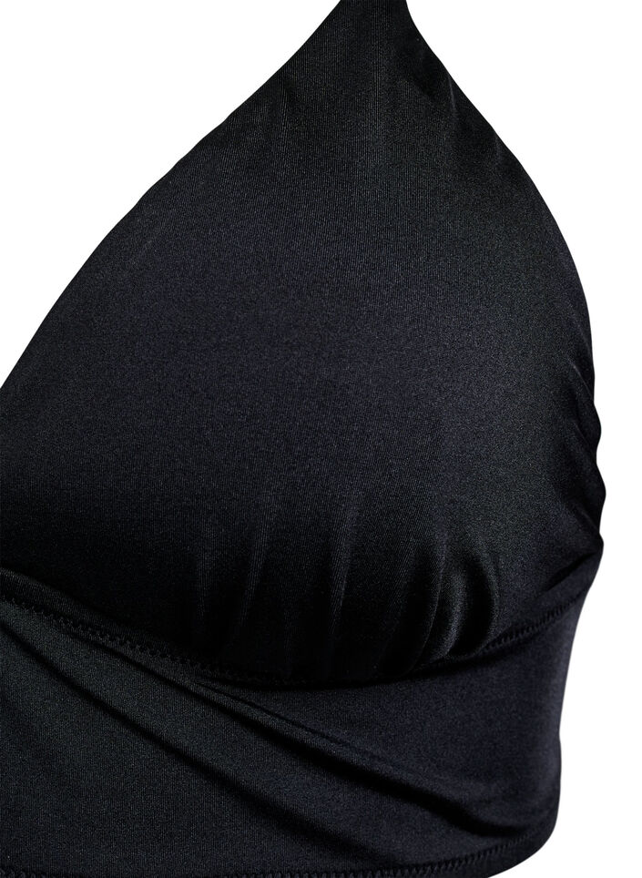 Bikini top with removable pads and back tie, Black, Packshot image number 2