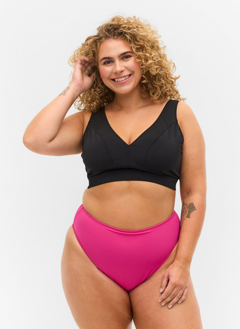 High-waisted bikini bottoms, Pink, Model image number 0