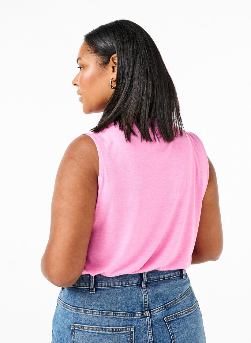 Sleeveless top with lace, Rosebloom, Model image number 1