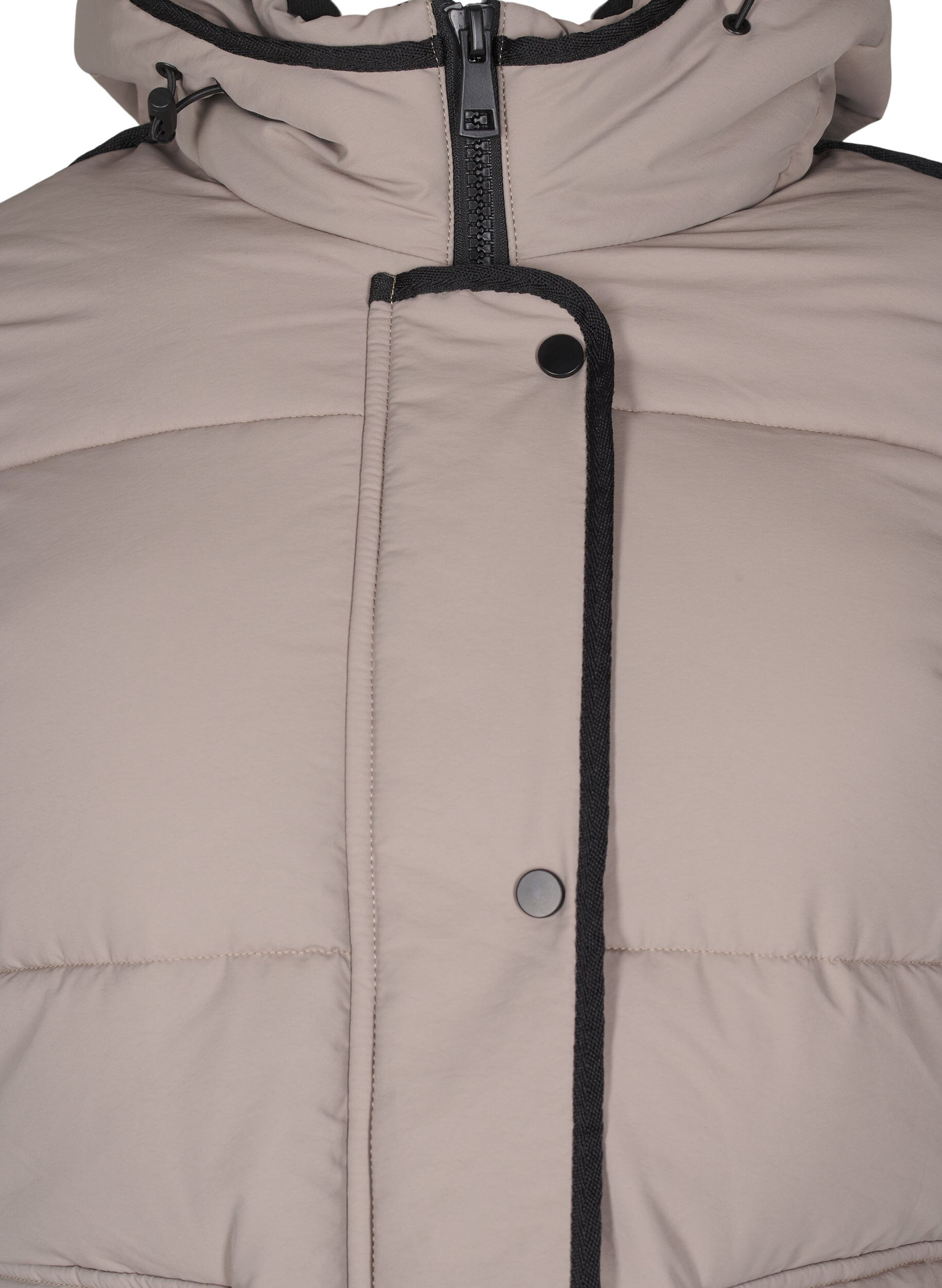 Zizzifashion Short puffer jacket with contrast details, Beige, Packshot image number 2