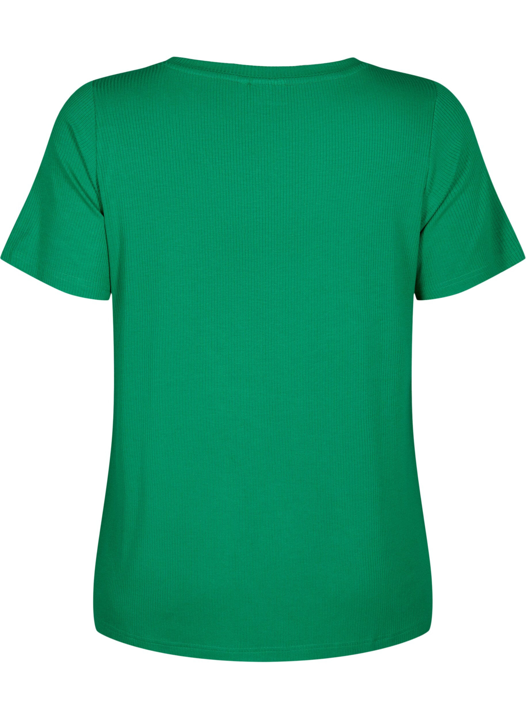 Zizzifashion Ribbed T-shirt with LENZING&trade; ECOVERO&trade; Viscose, Jolly Green, Packshot image number 1