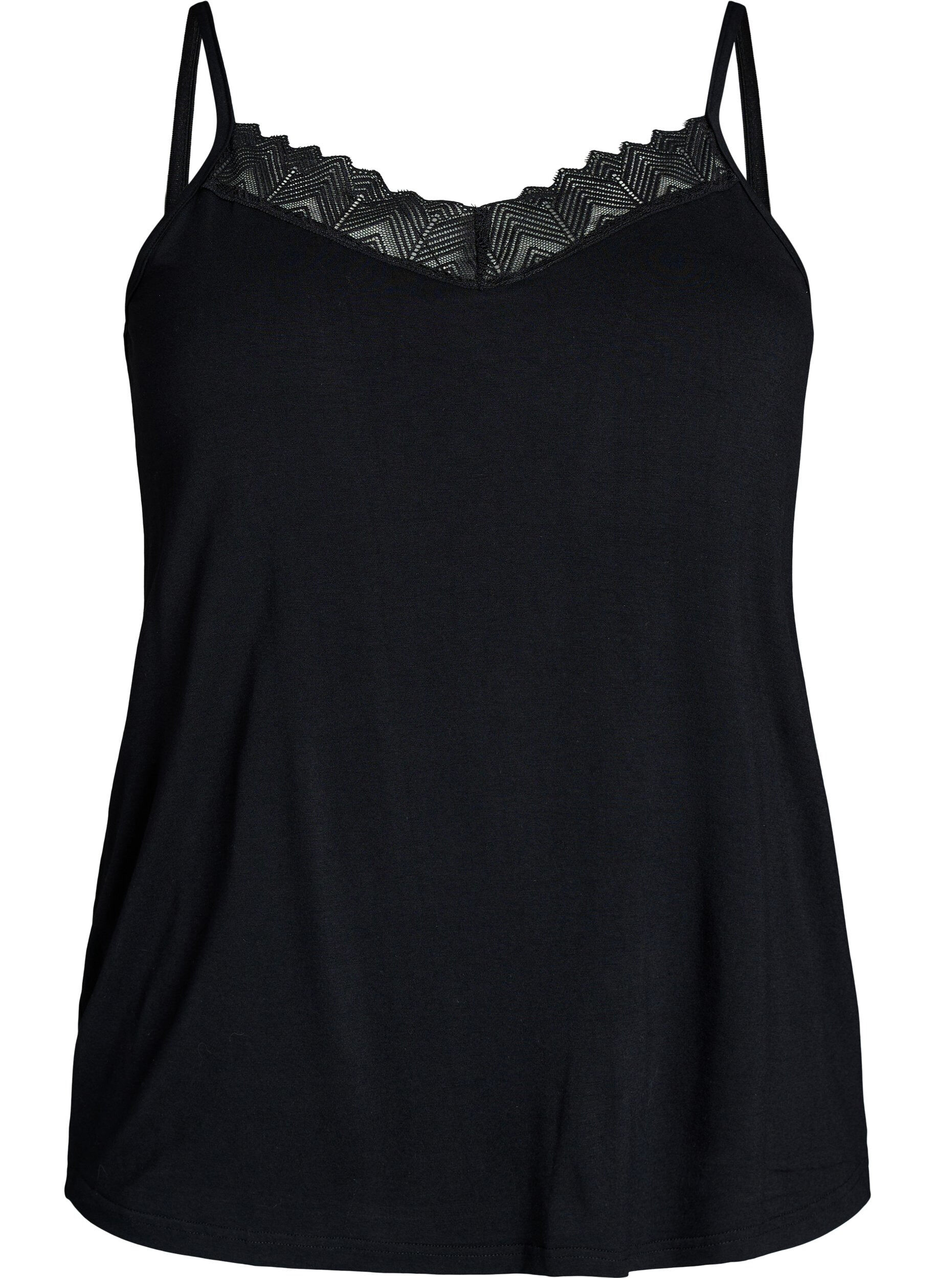 Zizzifashion Top with lace detail and spaghetti straps, 0199, Packshot image number 0