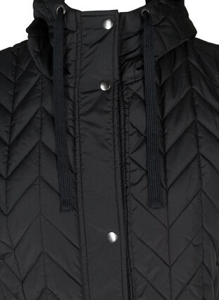 Long quilted vest with hood, Black, Packshot image number 2