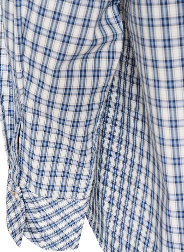 Loose checked shirt with a tie-belt, Blue, Packshot image number 3